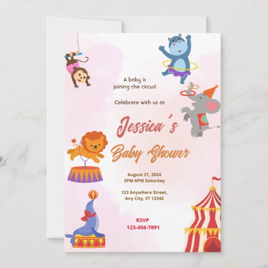 Circus Baby shower Kaart (Voorkant)