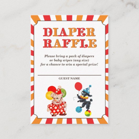 Circus Baby shower Luier Raffle Tickets Informatiekaartje (Voorkant)