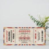  Circus Baby shower Ticket Carnival Thema Kaart (Staand voorkant)