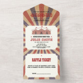 Circus Baby shower Ticket Diaper Raffle All In One Uitnodiging (Binnen)