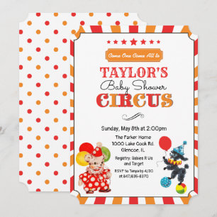 Circus Baby shower Uitnodiging