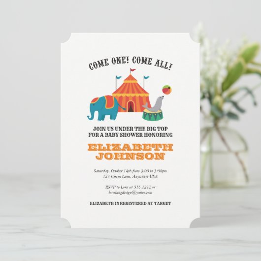  Circus Baby shower Uitnodiging (Staand voorkant)