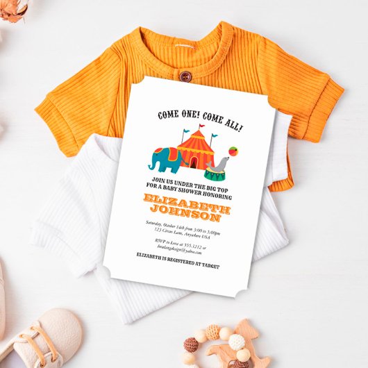 Circus Baby shower Uitnodiging