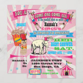 Circus Baby Shower-uitnodigingen Kaart (Voorkant / Achterkant)