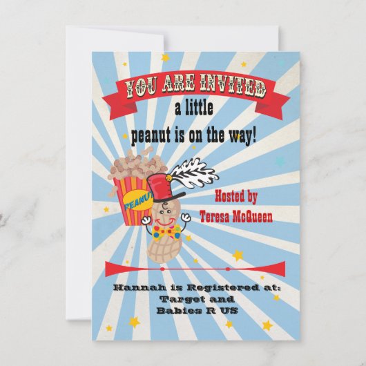 Circus Baby Shower-uitnodigingen Kaart (Achterkant)