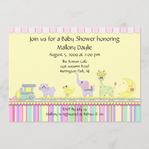 Circus Baby Train Baby shower Kaart