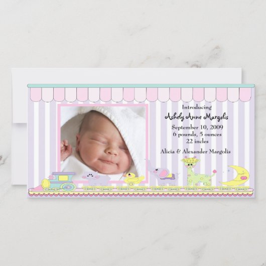 Circus Baby Train Foto Geboorteaankondiging Aankondiging (Voorkant)