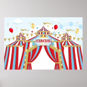 Circus Backdrop, Carnival verjaardagsachtergrond Poster