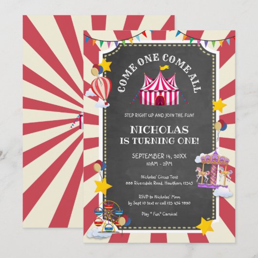  Circus-ballon komt de hele dag langs Kaart (Voorkant / Achterkant)