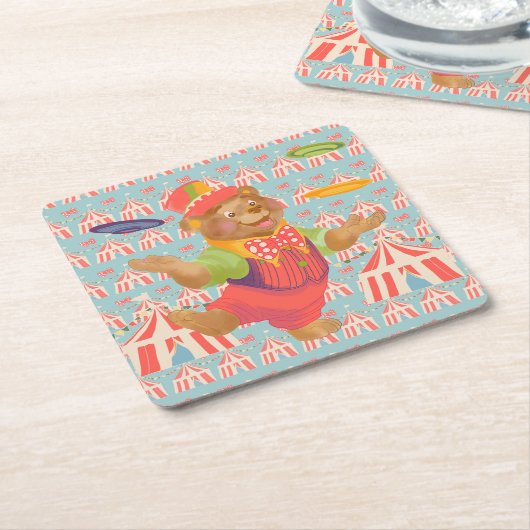 Circus Bear Coaster Kartonnen Onderzetters (Schuin)