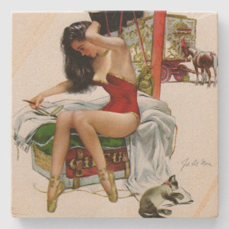 Circus Beauty  Art Kerstmeisje Stenen Onderzetter