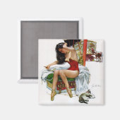 Circus Beauty  Art Pin-Up Girl Magneet (Voorkant / Achterkant)