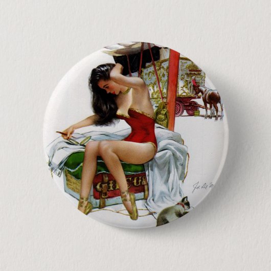Circus Beauty  Art Pin-Up Girl Ronde Button 5,7 Cm (Voorkant)