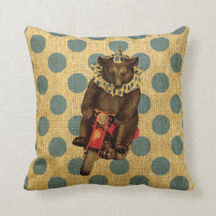 Circus Beer op motorfiets met pooldots Kussen