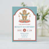 Circus Beer op Podium Kinderen Verjaardagsfeest Kaart (Staand voorkant)