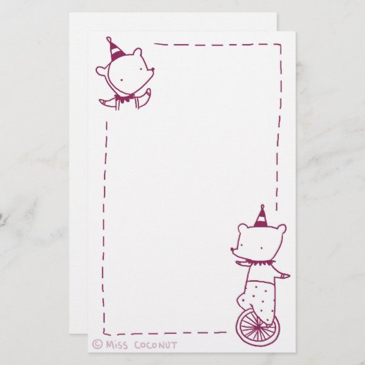 Circus Beren Briefpapier (Voorkant / Achterkant)