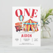 Circus Big Top 1st Birthday Kaart (Staand voorkant)