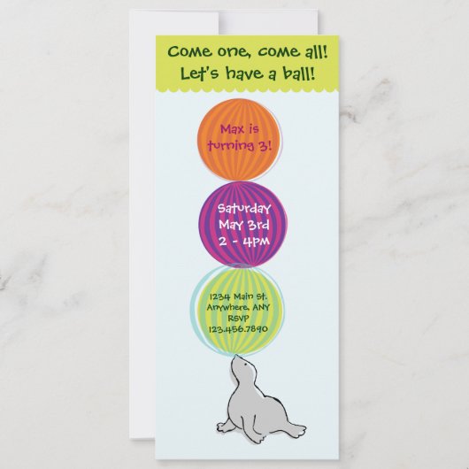 Circus Big Top Birthday Party Invitation Kaart (Voorkant)