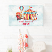 Circus Big Top Blauw 1e Verjaardag Spandoek (Insitu)