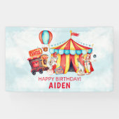 Circus Big Top Blauw 1e Verjaardag Spandoek (Horizontaal)