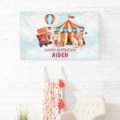 Circus Big Top Blue 1e verjaardag Spandoek (Insitu)
