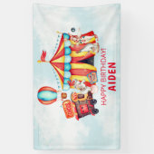 Circus Big Top Blue 1e verjaardag Spandoek (Verticaal)