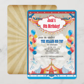 Circus Big Top Carnaval Verjaardagsfeest Uitnodigi Kaart (Voorkant / Achterkant)