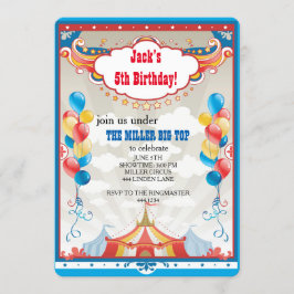 Circus Big Top Carnaval Verjaardagsfeest Uitnodigi Kaart