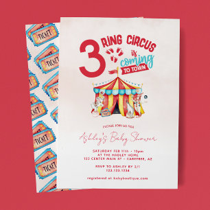 Circus Big Top Drie-eiige Baby Shower Kaart