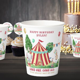 Circus Big Top en Carnival Animals - Gepersonalise Papieren Bekers