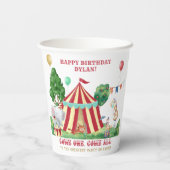 Circus Big Top en Carnival Animals - Gepersonalise Papieren Bekers (Achterkant)
