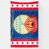 Circus Big Top Tent| Rood|White & Blue Birthday Spandoek (Verticaal)