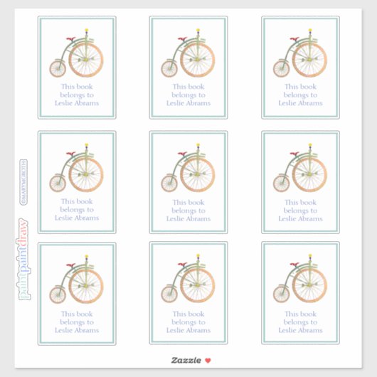 Circus Bike blauw Boekplaat Sticker (Vel)