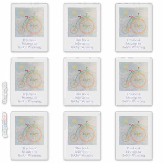 circus Bike Bookplaat Sticker (Voorkant)