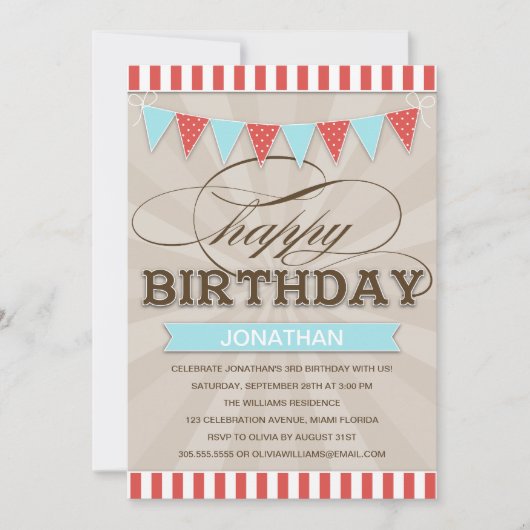 CIRCUS BIRTHDAY | BIRTHDAY-INVITATIES VAN KINDEREN KAART (Voorkant)