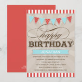 CIRCUS BIRTHDAY | BIRTHDAY-INVITATIES VAN KINDEREN KAART (Voorkant / Achterkant)