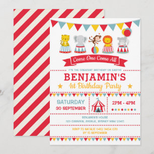 Circus Birthday Carnival Baby Animals Kaart