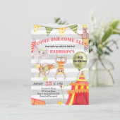 Circus Birthday Carnival Cute Waterverf Kinder Kaart (Staand voorkant)