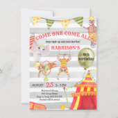 Circus Birthday Carnival Cute Waterverf Kinder Kaart (Voorkant)