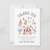 Circus Birthday - Dank je wel Bedankkaart (Voorkant)