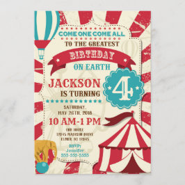 Circus Birthday Invitation Carnival Invite Kaart
