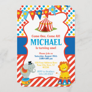 Circus Birthday Invitation - Carnival Thema Kaart