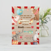 Circus Birthday Invitation, Circus Invitation Kaart (Staand voorkant)