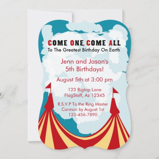 Circus Birthday Invitation Kaart (Voorkant)