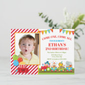 Circus Birthday Invitation Train Circus Party Kaart (Staand voorkant)