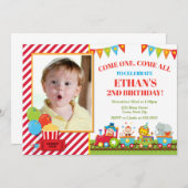 Circus Birthday Invitation Train Circus Party Kaart (Voorkant / Achterkant)