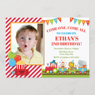 Circus Birthday Invitation Train Circus Party Kaart