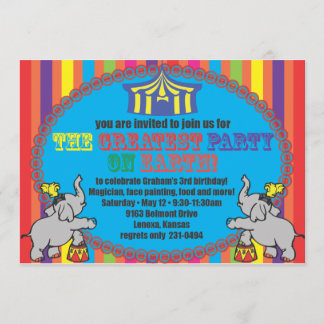 Circus Birthday Invite Kaart