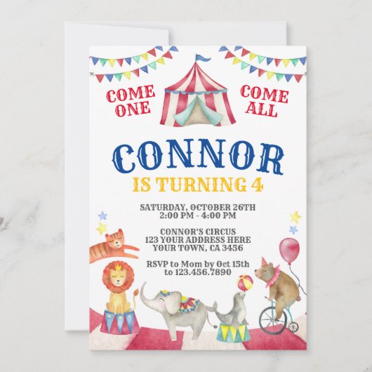 Circus Birthday Kaart (Voorkant)