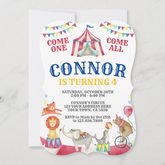 Circus Birthday Kaart (Voorkant)